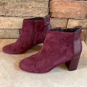 COLE Haan size 8 suede deep purple heeled boots.